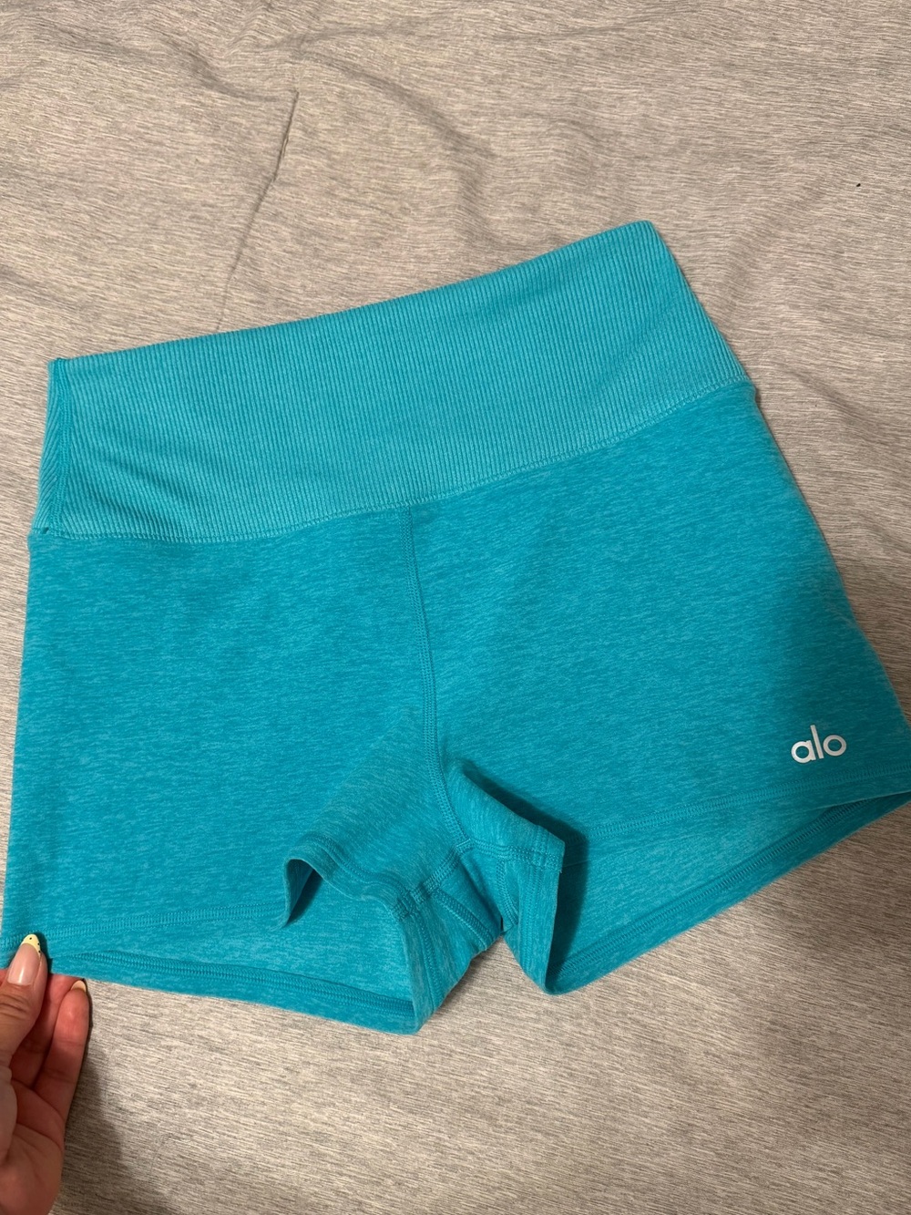 ALO Yoga Teal High-Rise Athletic Shorts